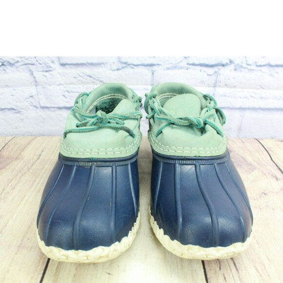 LL Bean Blue Rubber Slip On Unlined Moccasin Low Ankle Duck Boots Size 7 M - Picture 4 of 10